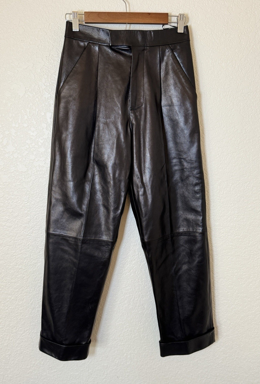 Tom Ford Italy High Rise Nappa Leather Pants Pleated Straight 36 Archive